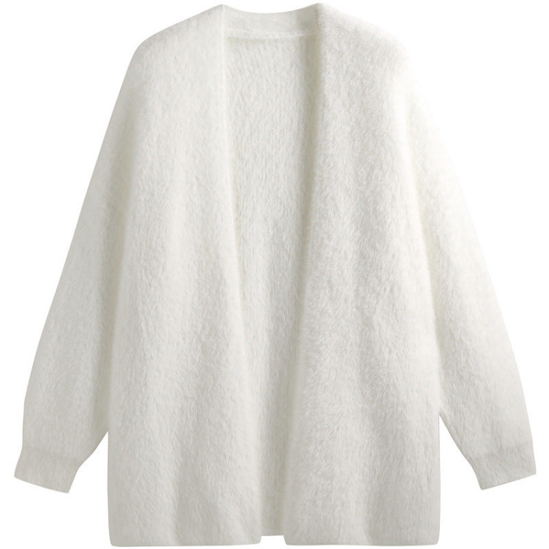 Damen oversized Strickjacke aus weichem Fleece mit offenem Schnitt R&B