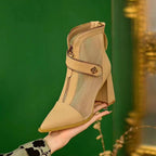 Damen modische Ankle Boots mit Reißverschluss und Mesh-Einsätzen