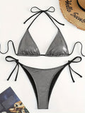 Damen Triangel-Bikini mit glitzerndem Netzdesign R&B