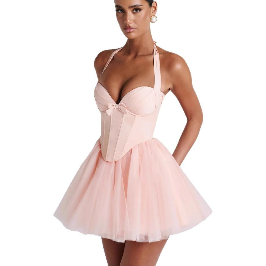 Damen Cocktailkleid mit korbartigem Oberteil und schwingendem Tüllrock R&B