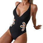 Damen Einteiliger Badeanzug mit tiefem V-Ausschnitt und eleganten Cut-Outs R&B