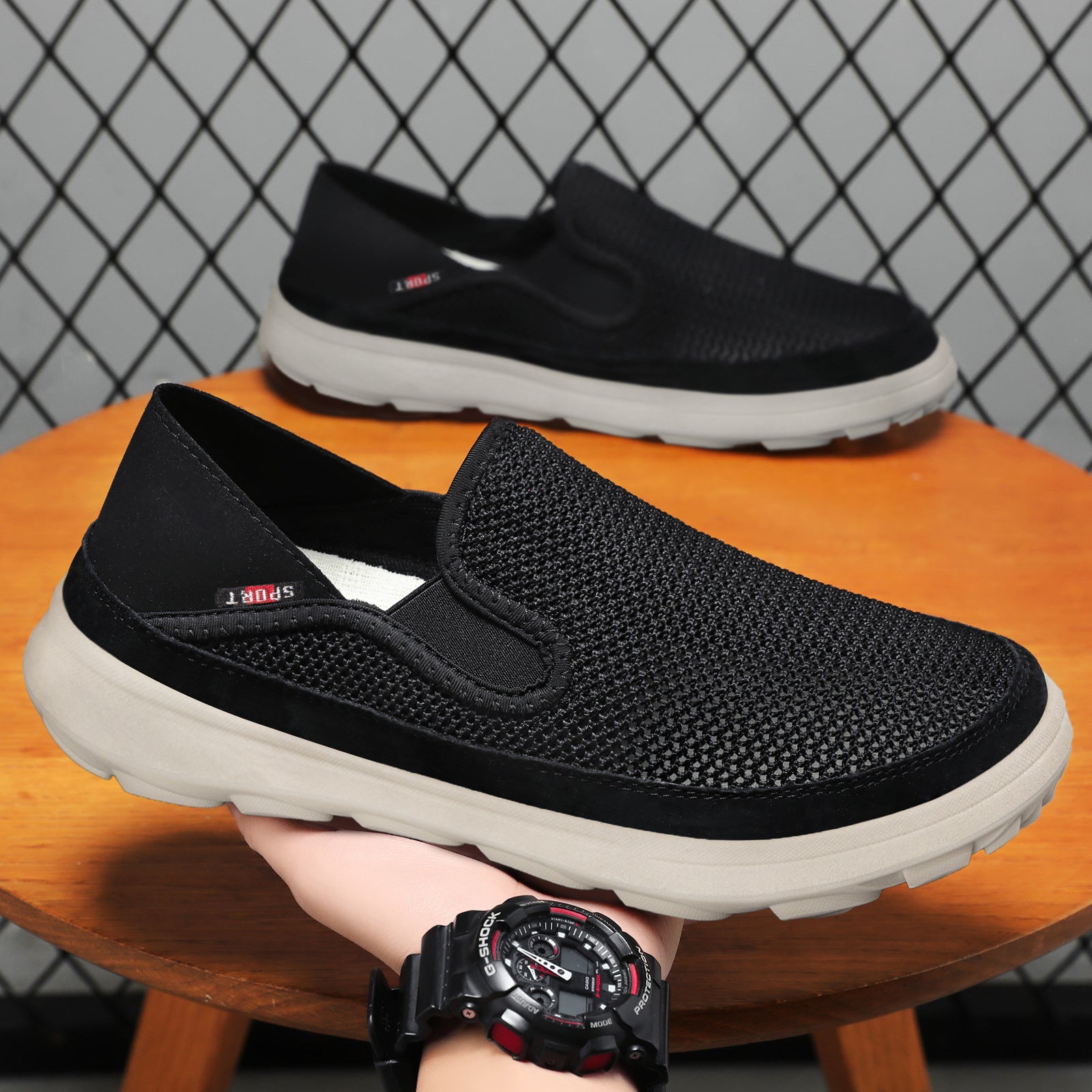 Damen Bequeme Mesh-Slipper mit elastischem Einstieg und dämpfender Sohle R&B
