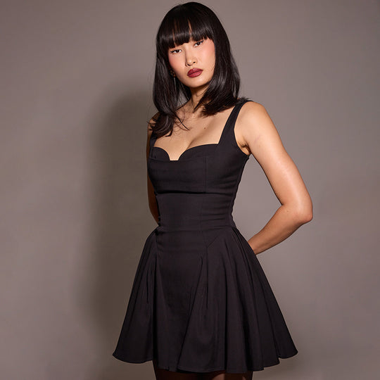 Damen Elegantes Minikleid im A-Linien-Schnitt mit herzförmigem Ausschnitt R&B