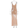 Damen Glamouröses Abendkleid mit funkelndem Paillettenbesatz und tiefem V-Ausschnitt R&B