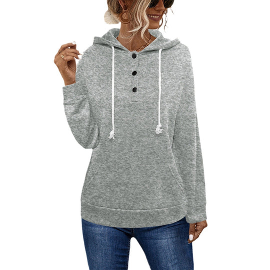 Damen Hoodie mit Knopfleiste und lässigem Schnitt R&B