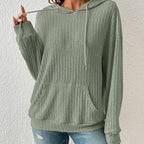 Damen Lässiger Kapuzenpullover mit Rippstruktur und praktischer Kängurutasche R&B