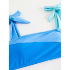 Damen Bikini-Set mit verspielten Schleifen und modernem Farbblockdesign R&B