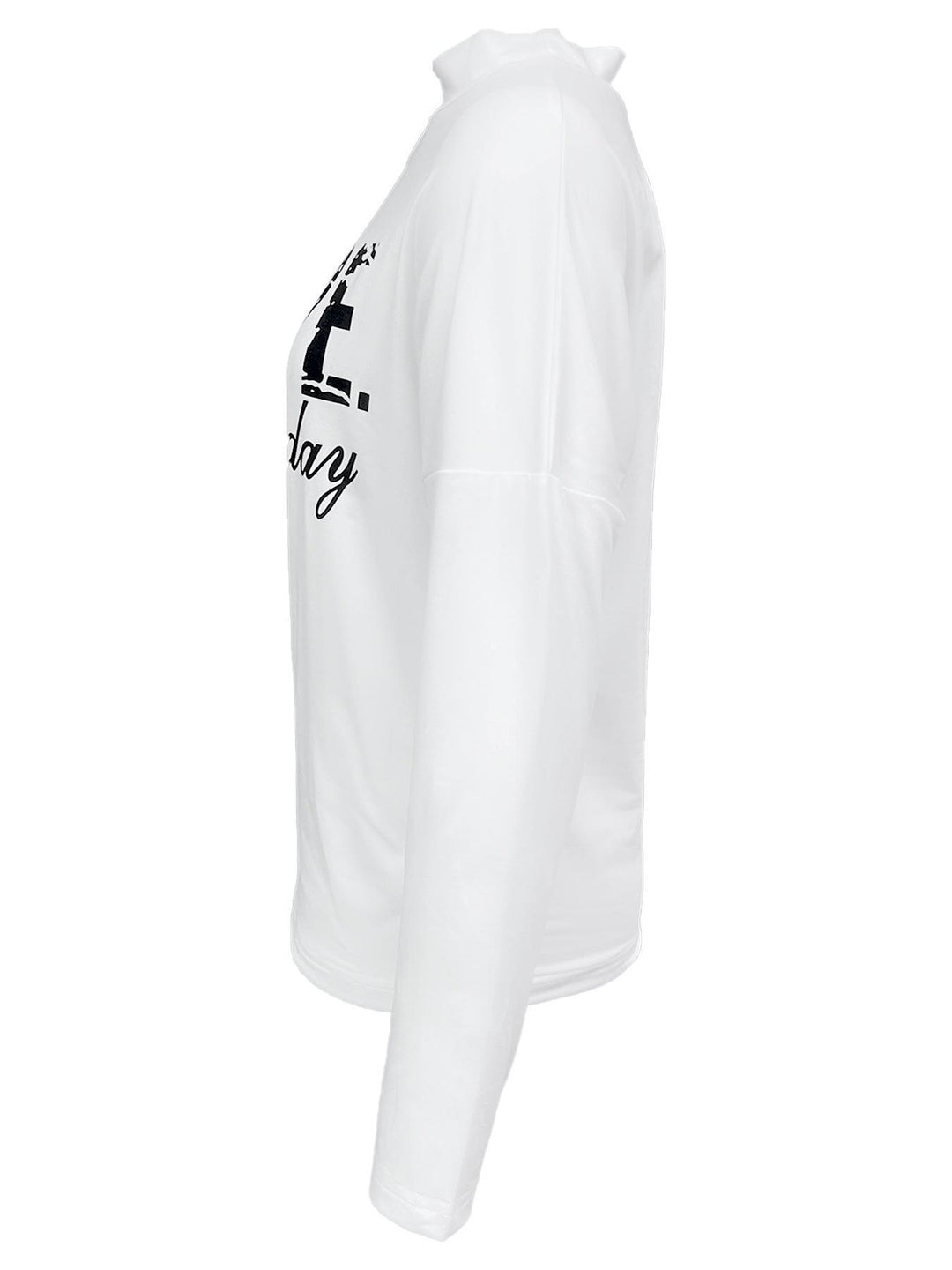 Damen Sweatshirt mit asymmetrischem Ausschnitt und kreativem Schriftzug R&B