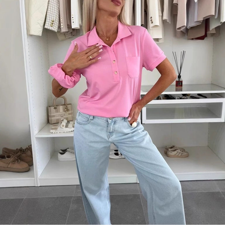 Damen Poloshirt mit Knopfleiste und Brusttasche R&B