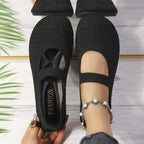 Damen elegante Strick-Ballerinas mit flexiblem Fußbett R&B