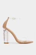 Damen elegante High Heel Sandalen mit transparentem Blockabsatz R&B