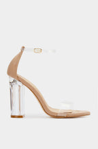 Damen elegante High Heel Sandalen mit transparentem Blockabsatz R&B