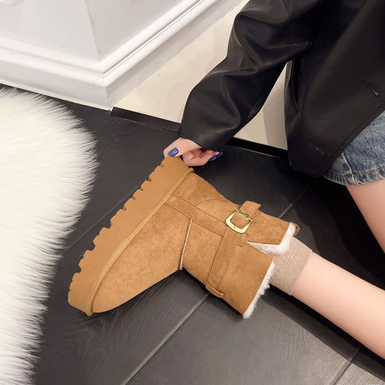 Damen warme Stiefel mit weichem Innenfutter und verstellbarem Schnallenverschluss R&B