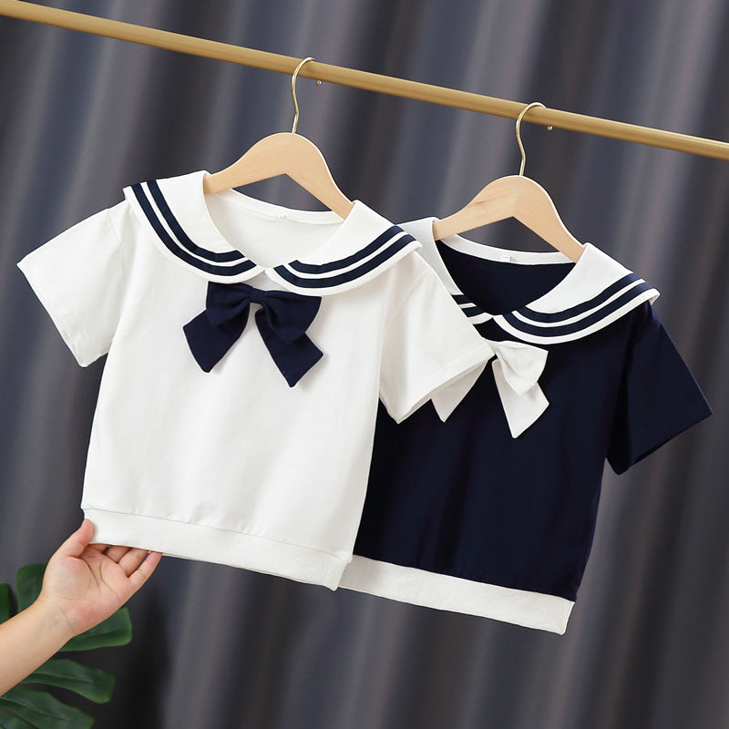 Mädchen Matrosen-T-Shirt mit Schleifendetail R&B