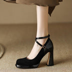 Damen Elegante Mary Jane Pumps mit Luxuriösem Blockabsatz R&B