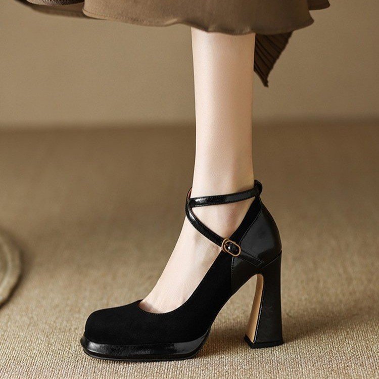Damen Elegante Mary Jane Pumps mit Luxuriösem Blockabsatz R&B