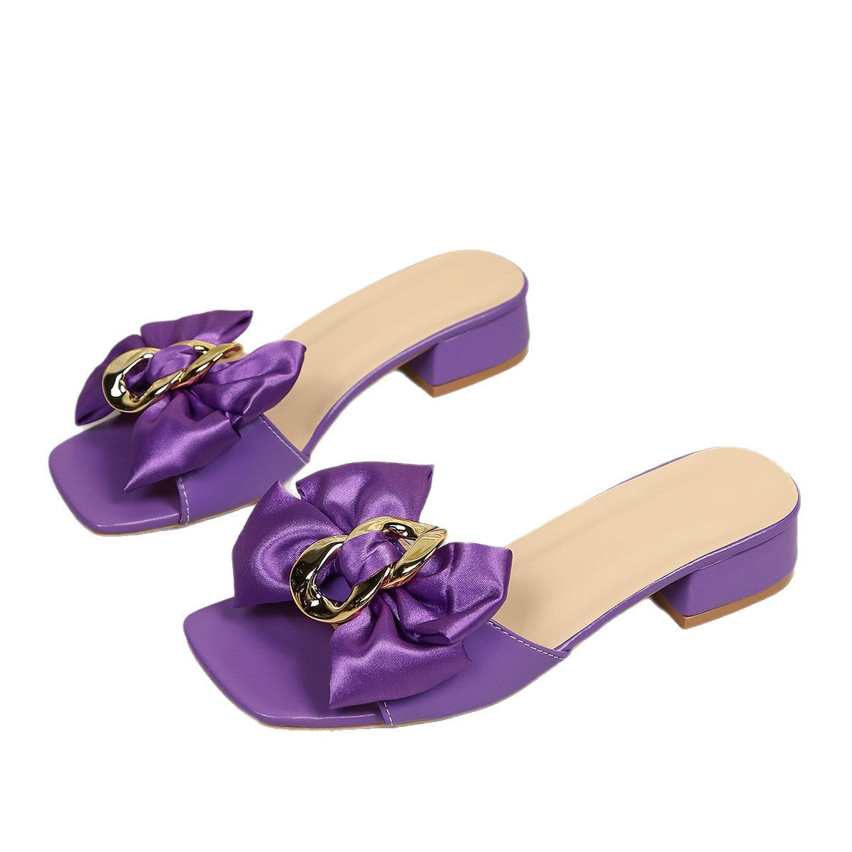 Damen elegante Slide-Pantoletten mit dekorativer Schleifenapplikation R&B