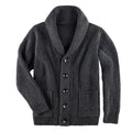 Damen Grobstrick Pulloverjacke mit elegantem Schalkragen und knöpfen R&B