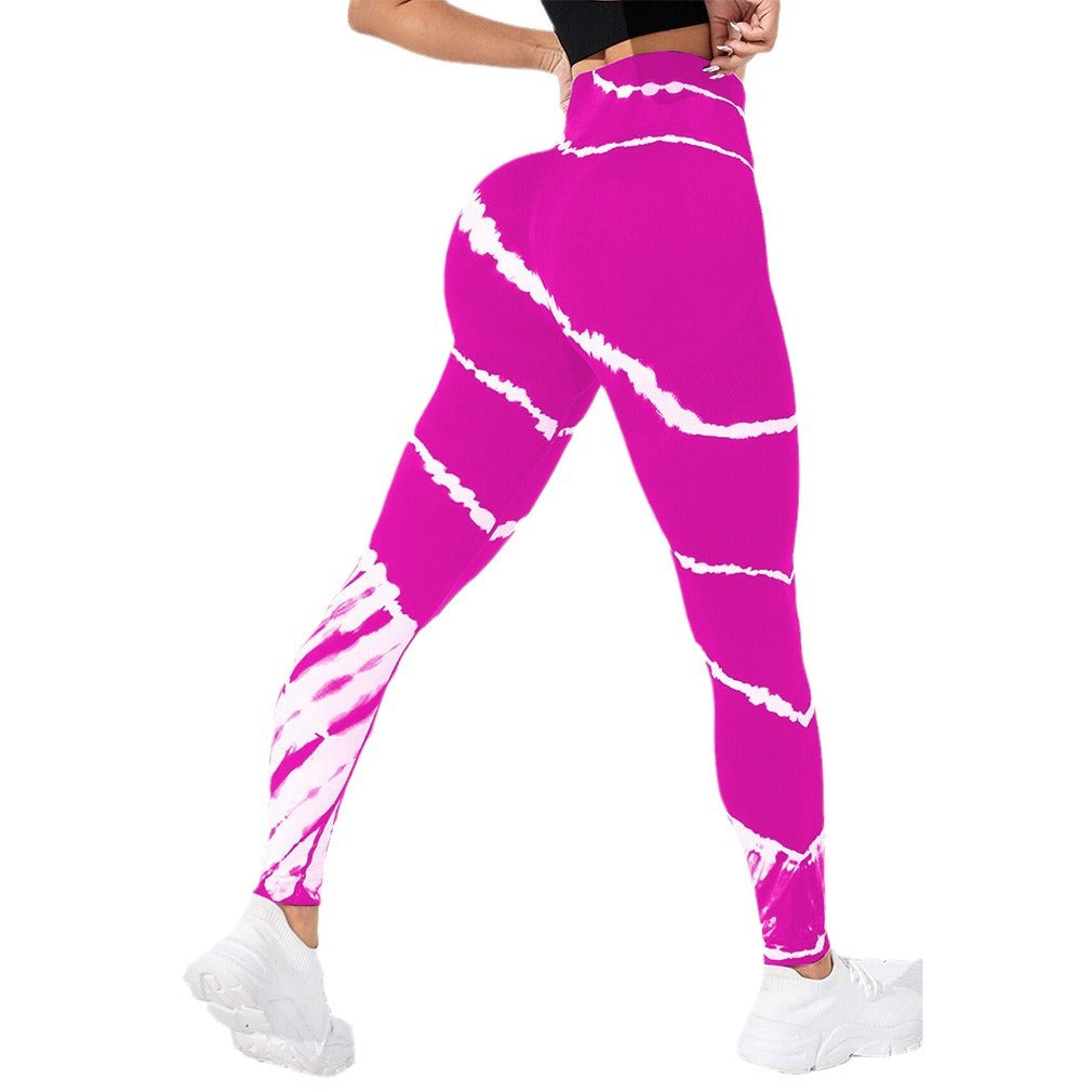 Damen Sportliche Hochbund-Leggings mit auffälligem Tie-Dye-Muster R&B