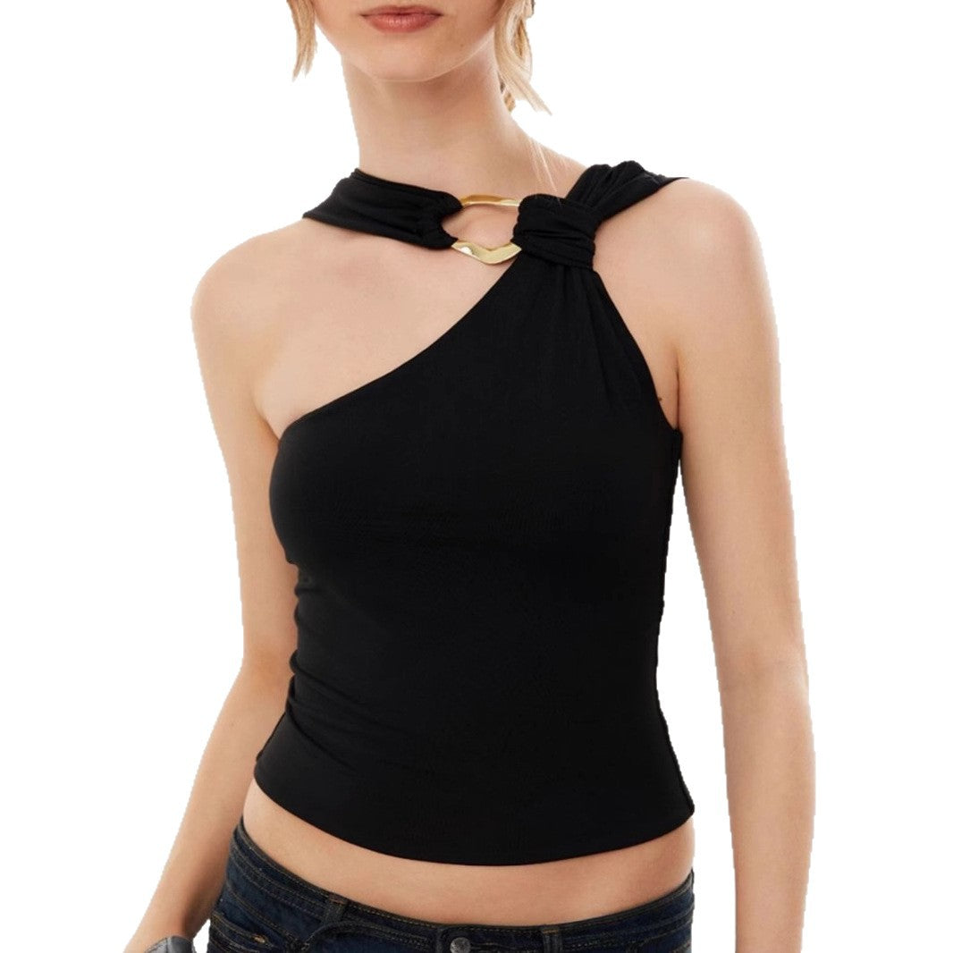 Damen Elegantes Oberteil mit asymmetrischem Schnitt und dekorativem Ringdetail R&B