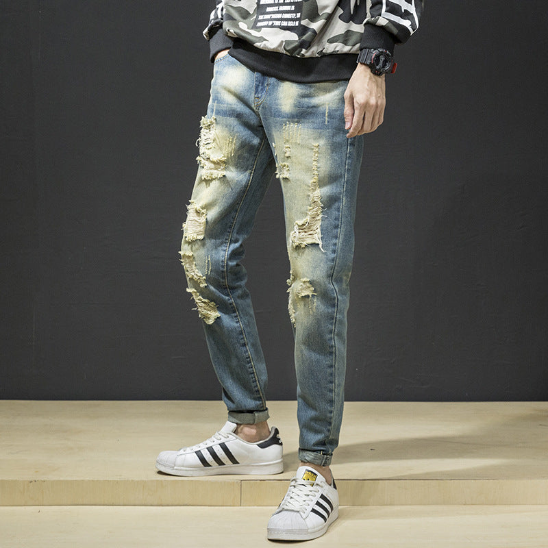 Herren Ripped Slim Fit Jeans im lässigen Streetstyle R&B