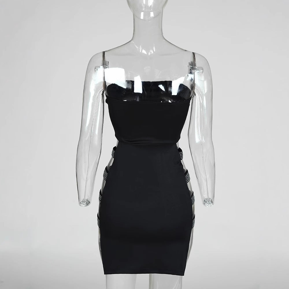 Damen figurbetontes Minikleid mit transparenten Seiteneinsätzen R&B