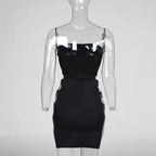 Damen figurbetontes Minikleid mit transparenten Seiteneinsätzen R&B