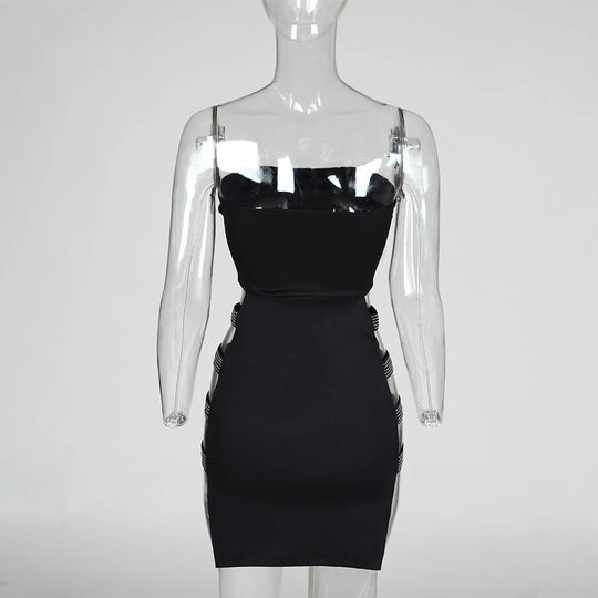 Damen figurbetontes Minikleid mit transparenten Seiteneinsätzen R&B