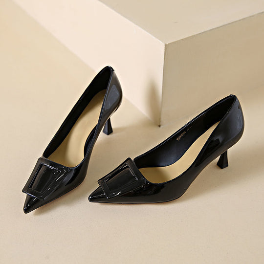 Damen elegante spitze Pumps mit dekorativer Schnalle R&B