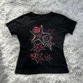 Damen T-Shirt mit kreativem Skull-Design und auffälligem Sternen-Print R&B