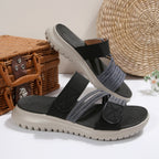 Damen bequeme Slipper mit verstellbarem Riemendesign und rutschfester Sohle R&B