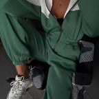 Damen nan zweiteiliges Crop-Zip-Hoodie und Highwaist Relaxhose mit weitem Bein R&B