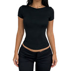 Damen figurbetontes T-Shirt mit elegantem Rückendetail R&B