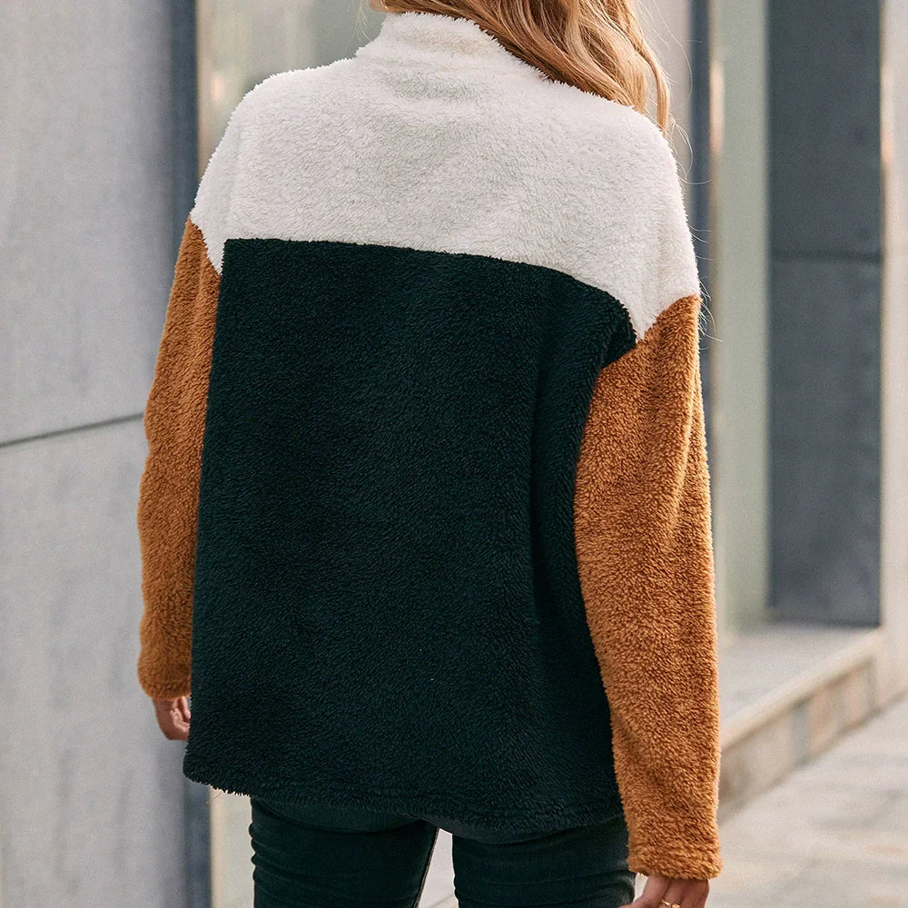 R&B | Übergröße Passform Weicher Doppelseitiger Stoff Halbzip und Patch Look