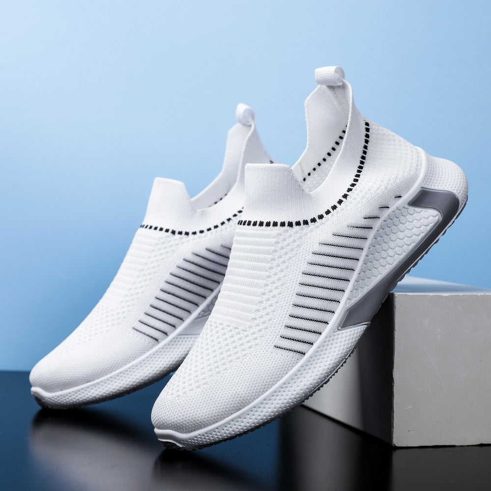 Damen Sportliche Slip-On Sneakers mit atmungsaktiver Strickoberfläche und flexibler Sohle R&B