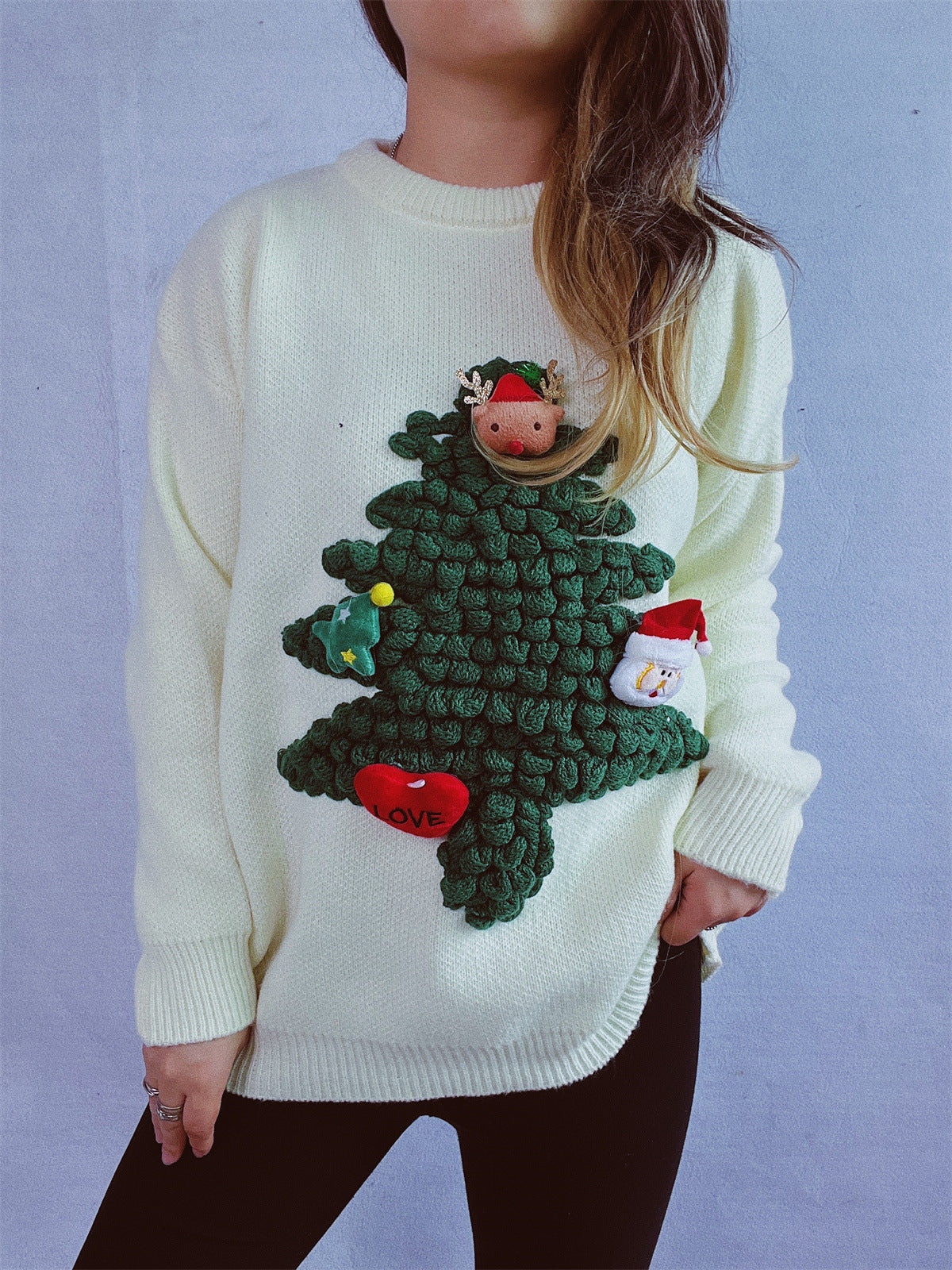 Damen Weihnachts-Pullover mit festlichem 3D-Motiv und weichem Strick R&B