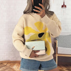 Damen Pullover mit auffälligem Blütenmotiv und lockerer Passform R&B