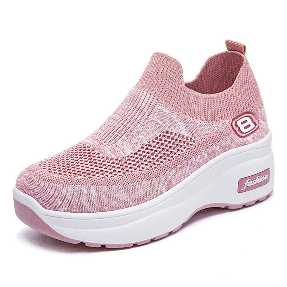 Damen nan atmungsaktive Strick-Sneaker mit Plateau-Sohle und elastischer Sockenkonstruktion R&B