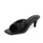 Damen elegante Mules mit geschlossenen Fersen und modischer Schnalle R&B