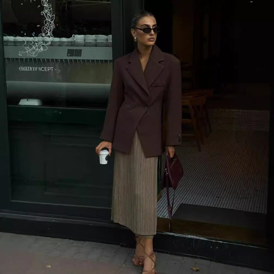 Damen elegante Blazerjacke im klassischen Schnitt R&B