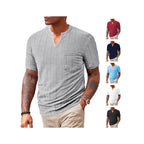Herren Kurzarm T-Shirt mit V-Ausschnitt und Brusttasche R&B