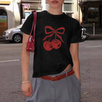 Damen T-Shirt mit fröhlichen Kirschmotiven und hochwertigem Baumwollmaterial R&B