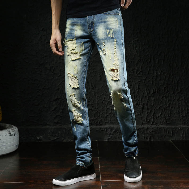Herren modische Destroyed Jeans mit außergewöhnlichen Rissdetails R&B