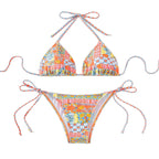 Damen Triangel-Bikini-Set mit verspielt floralem Muster und verstellbaren BindR&Bändern R&B