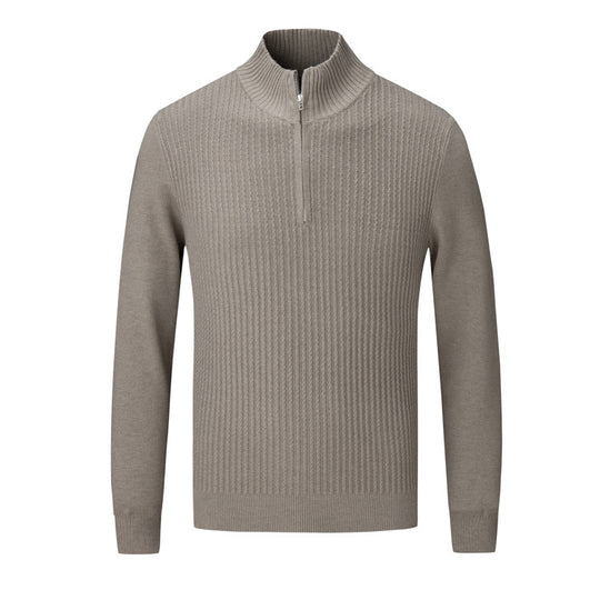 Herren Strickpullover mit modernem Stehkragen und feinem Rippdesign R&B