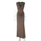 Damen Maxi-Kleid mit eleganter Drapierung R&B