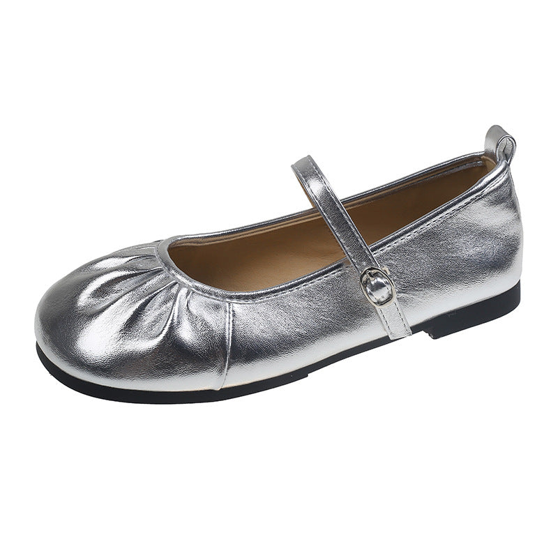 Damen Ballerinas mit modischem Riemchen und femininer Faltenoptik R&B