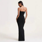 Damen Elegantes und figurbetontes Abendkleid mit gerafftem Design und schimmerndem Detail R&B