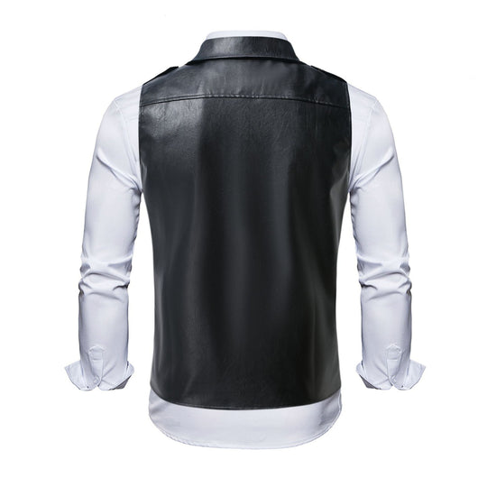Herren lässige Bikerjacke aus hochwertigem mit asymmetrischem Reißverschluss R&B