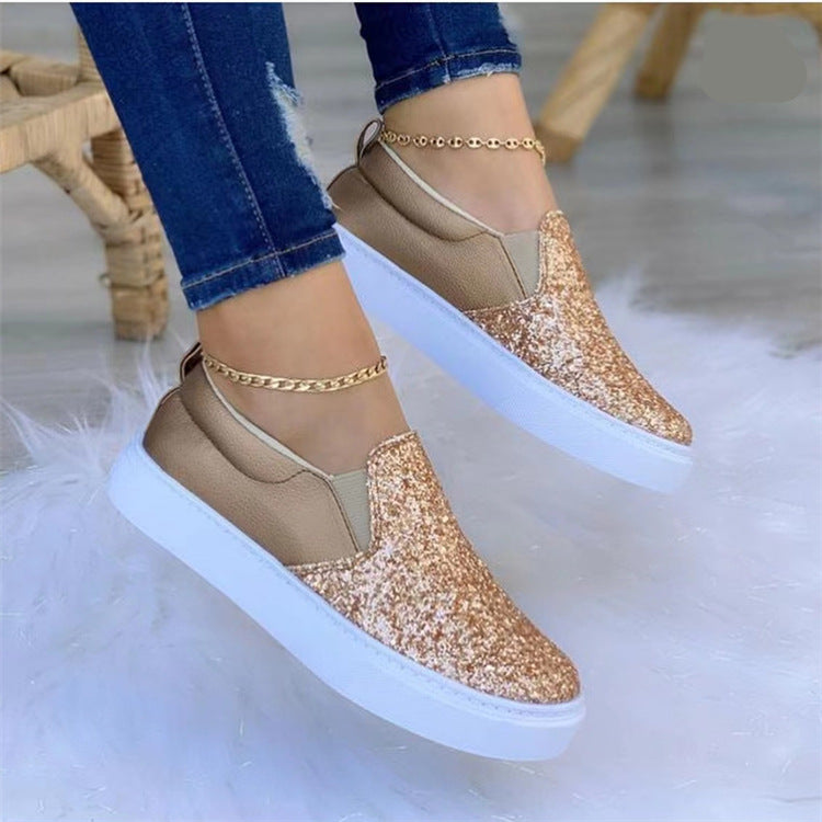 Damen Glitzernde Slip-On Sneakers mit elegantem Schnürdesign R&B